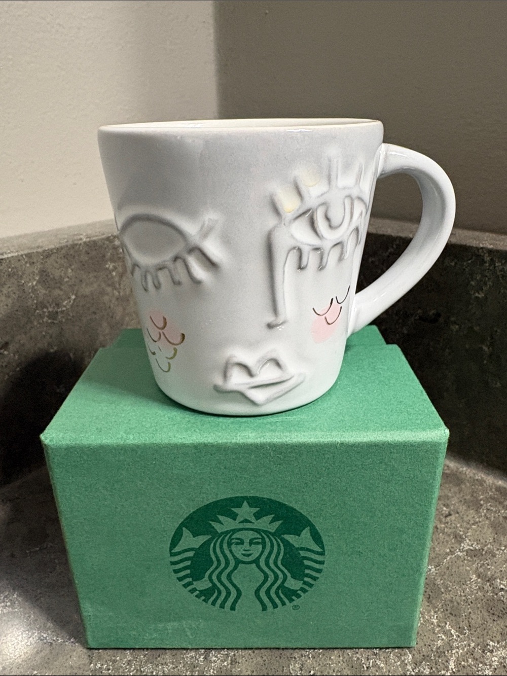 Starbucks 2016 Winking Siren Face Demitasse Espresso Mug 3 oz - original box